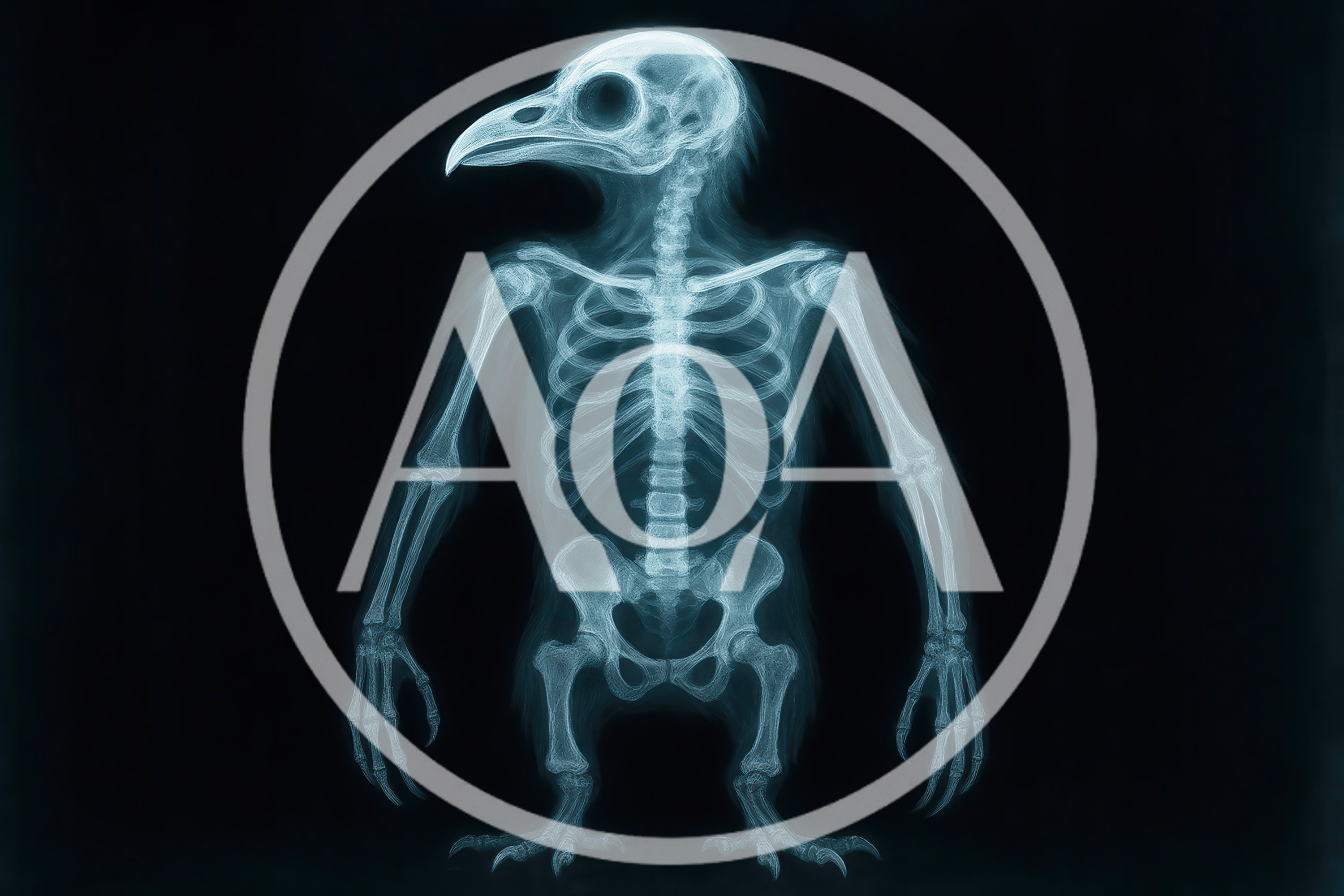 X-Ray Skeleton Of A Mythical Bird Human Hybrid