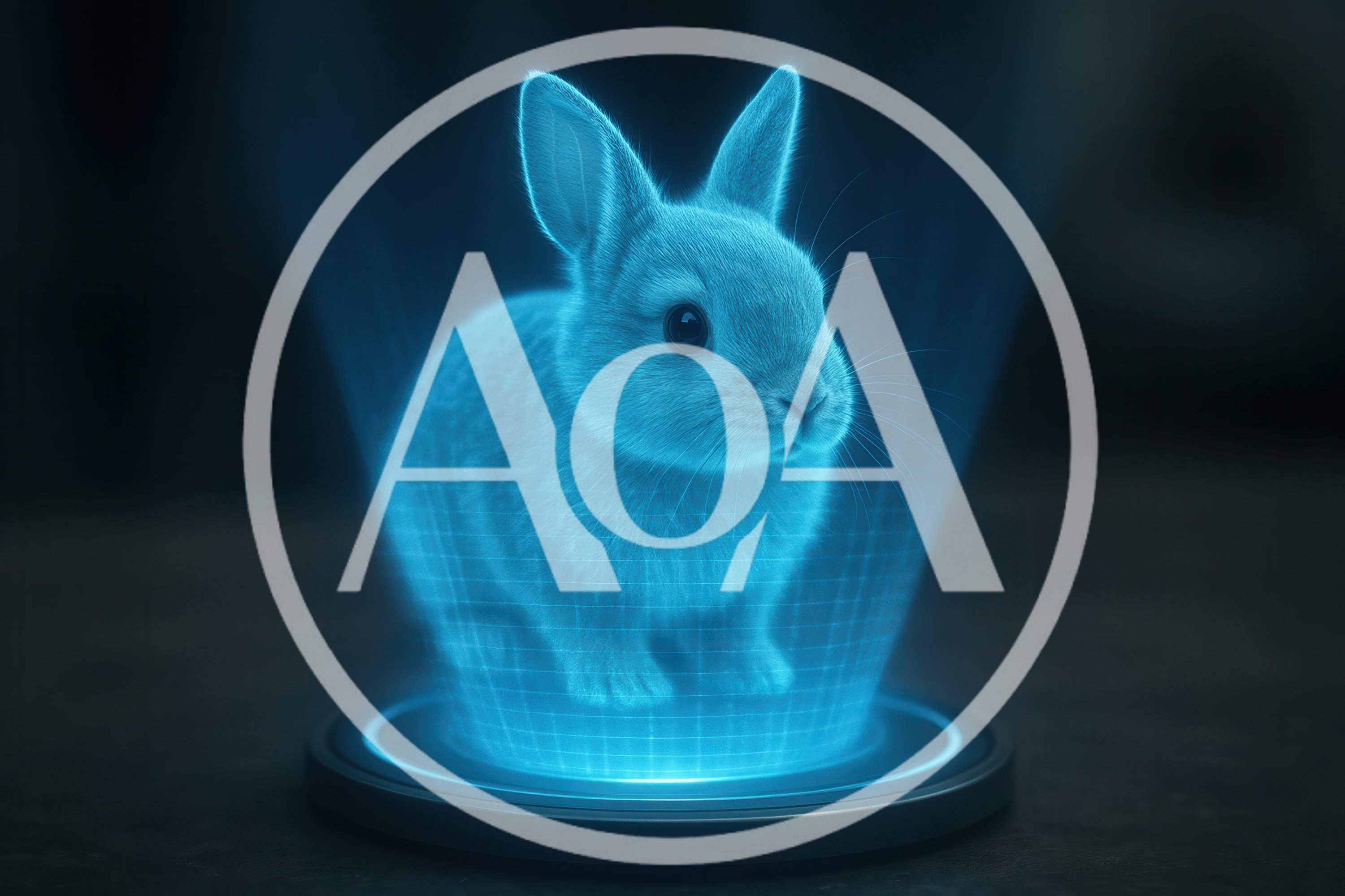 Holographic Rabbit Projection On A Futuristic Base