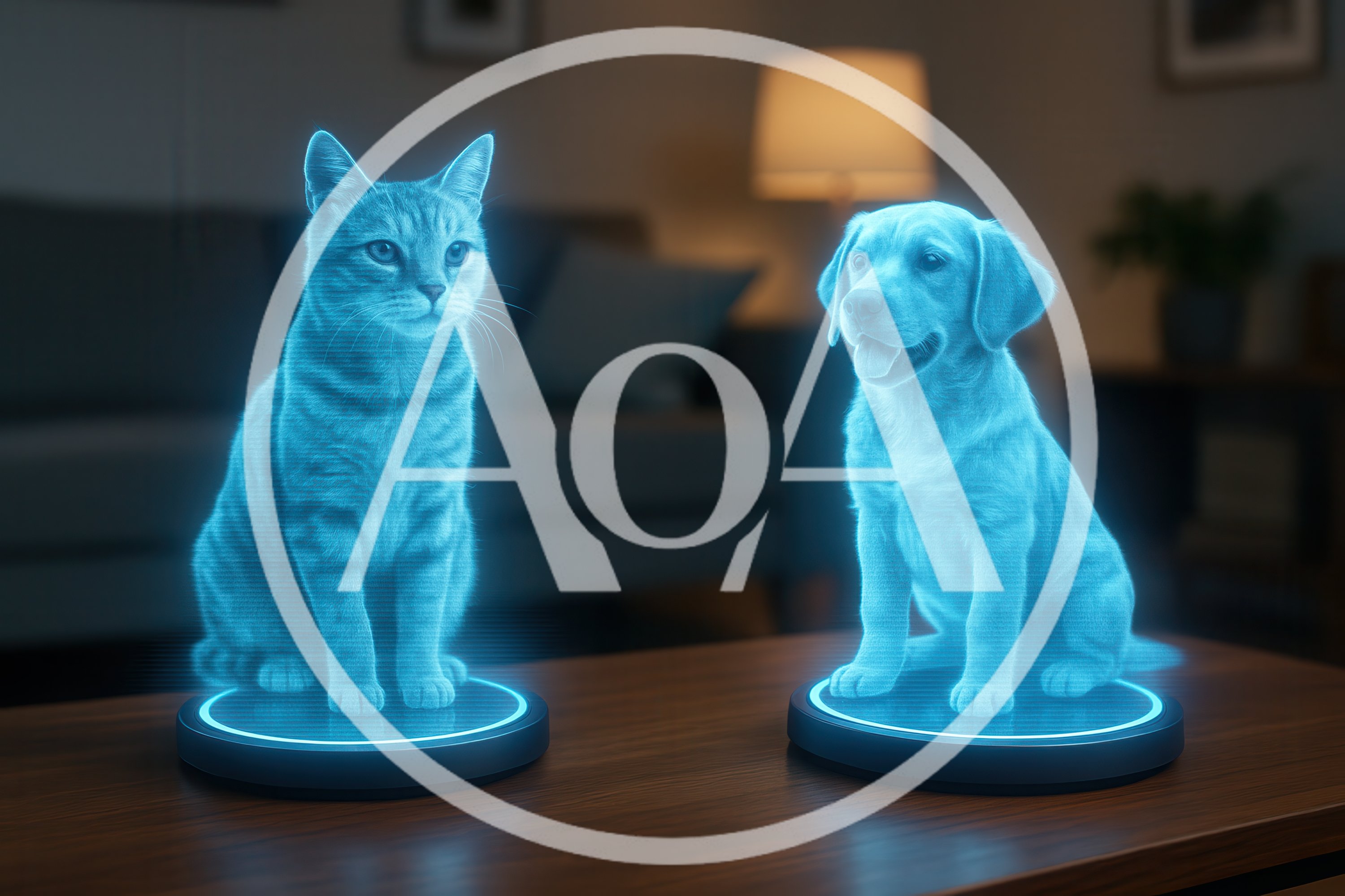 Holographic Cat and Dog Projections on Table
