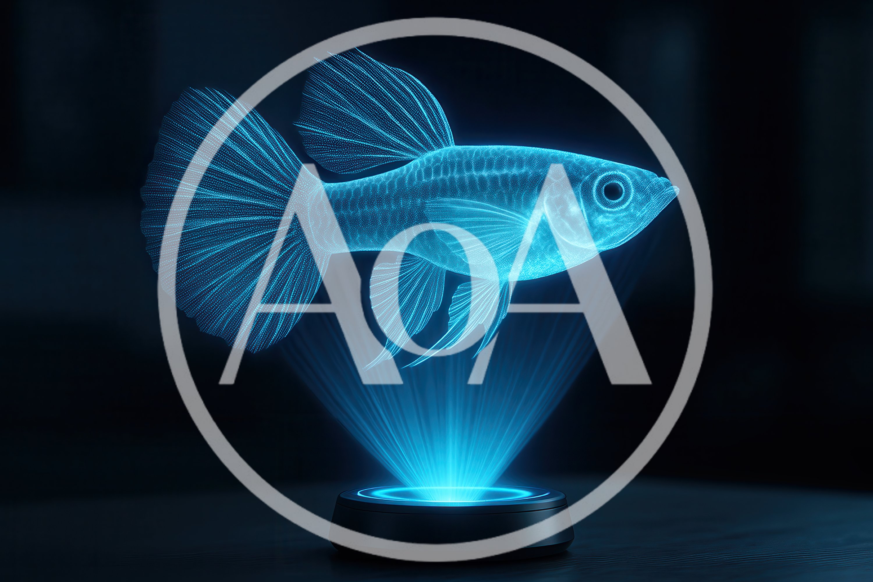 Blue Holographic Guppy Fish Projection