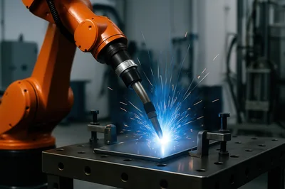 Industrial Robotic Arm Performing Precision Metal Welding