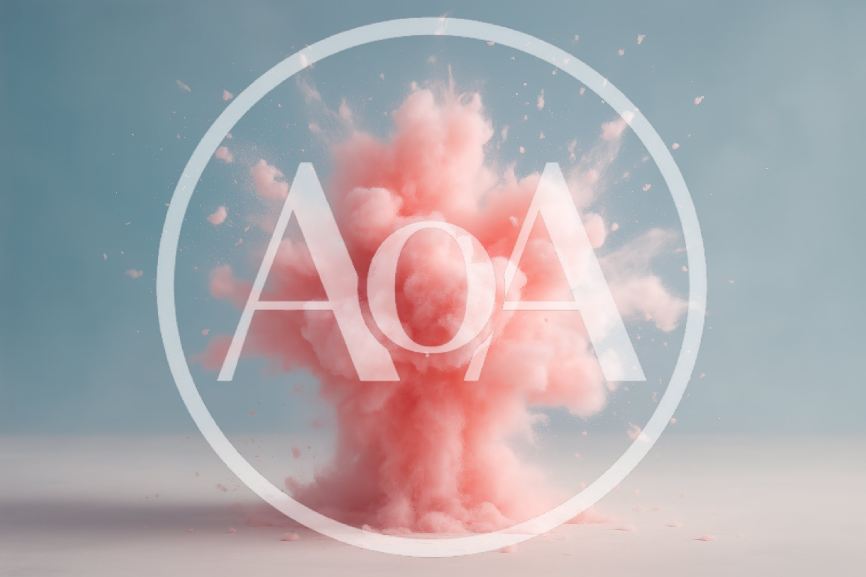 Pink Powder Explosion Against A Soft Blue Background