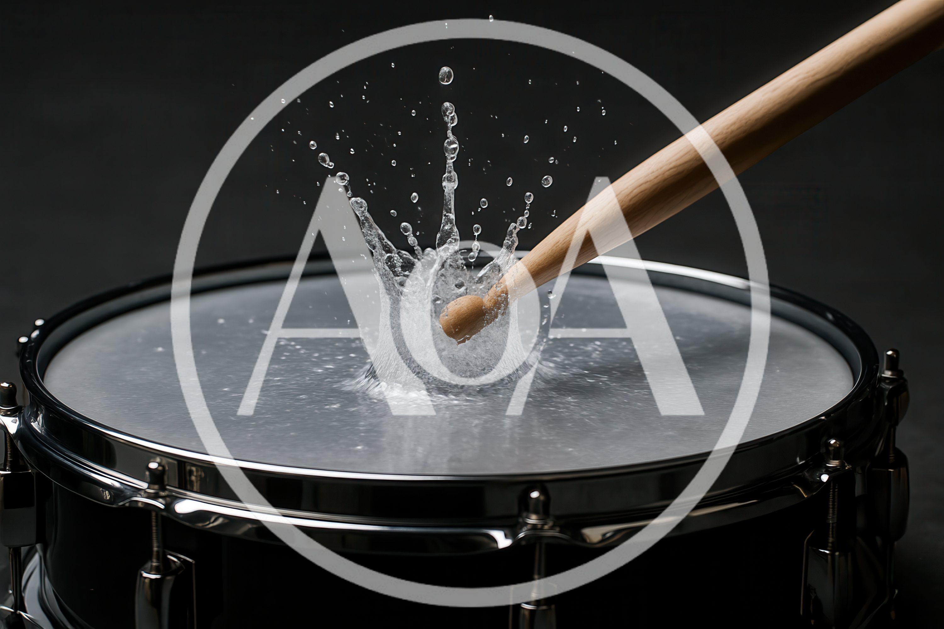Drumstick Striking A Water Covered Snare Drum