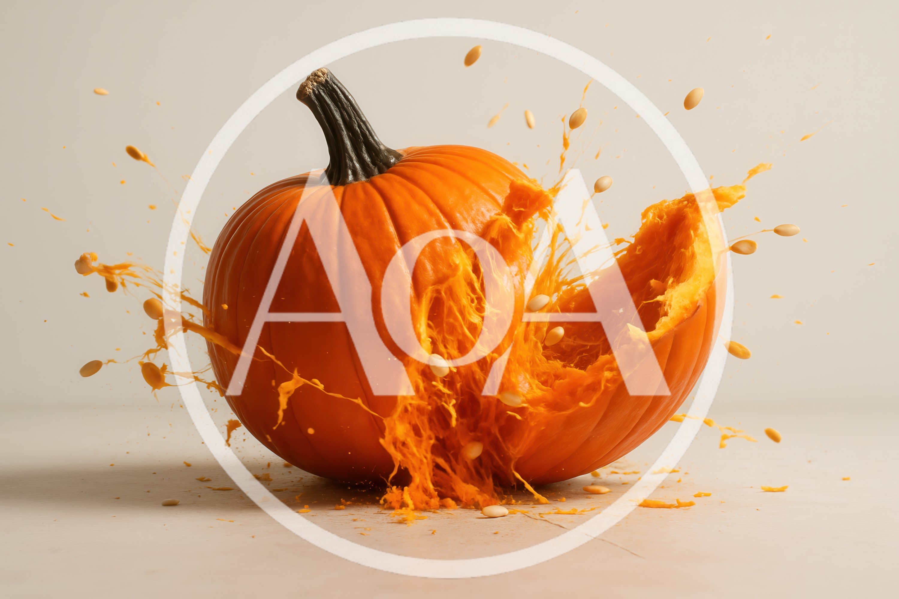 Exploding Pumpkin With Flying Seeds And Pulp