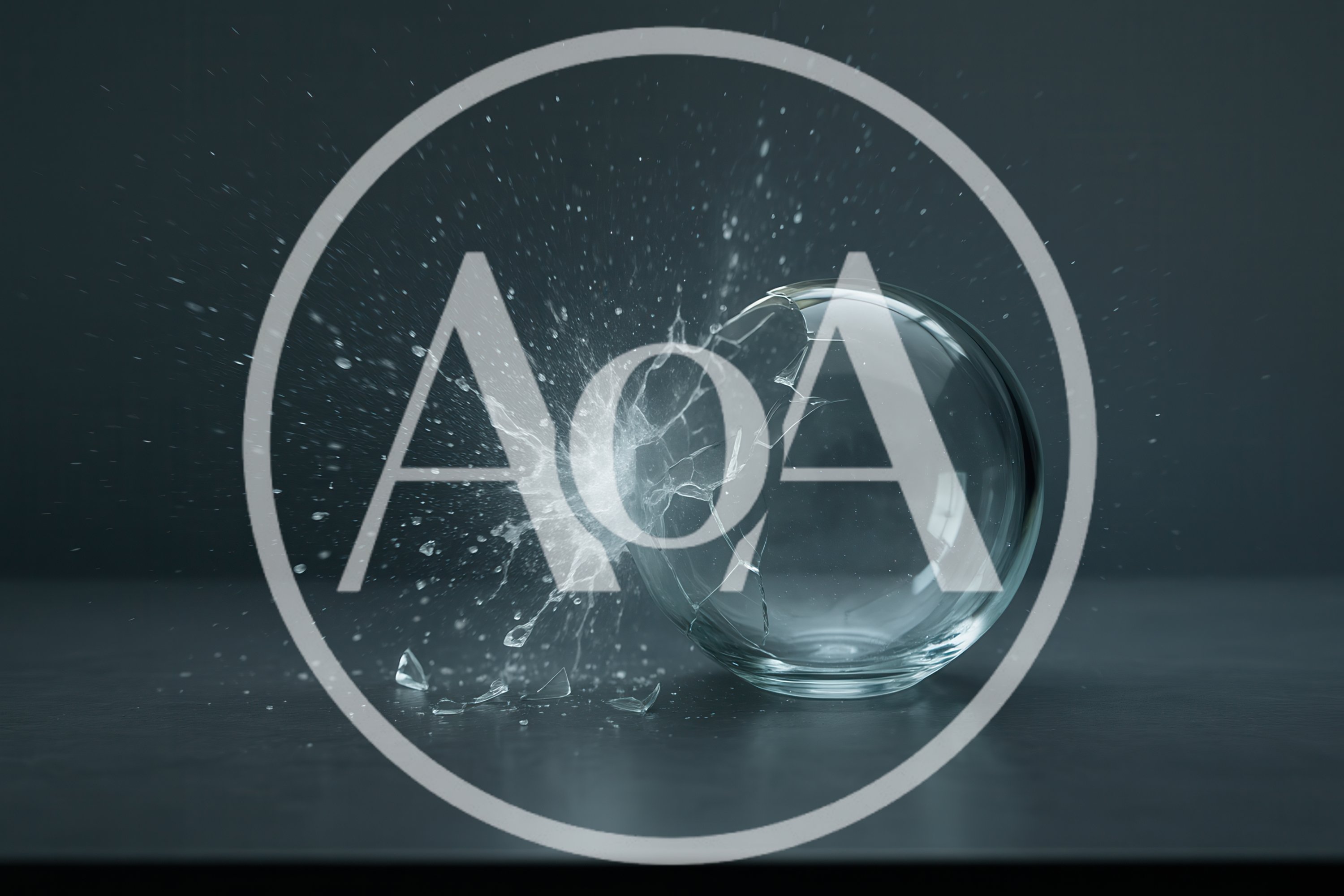 Glass Sphere Shattering Against A Dark Background