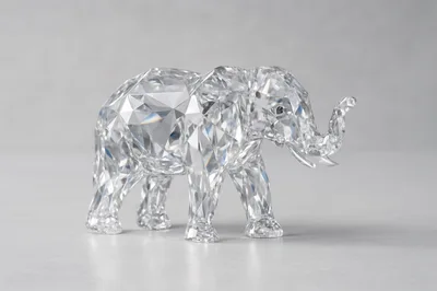 Crystal Elephant Figurine On A Neutral Background