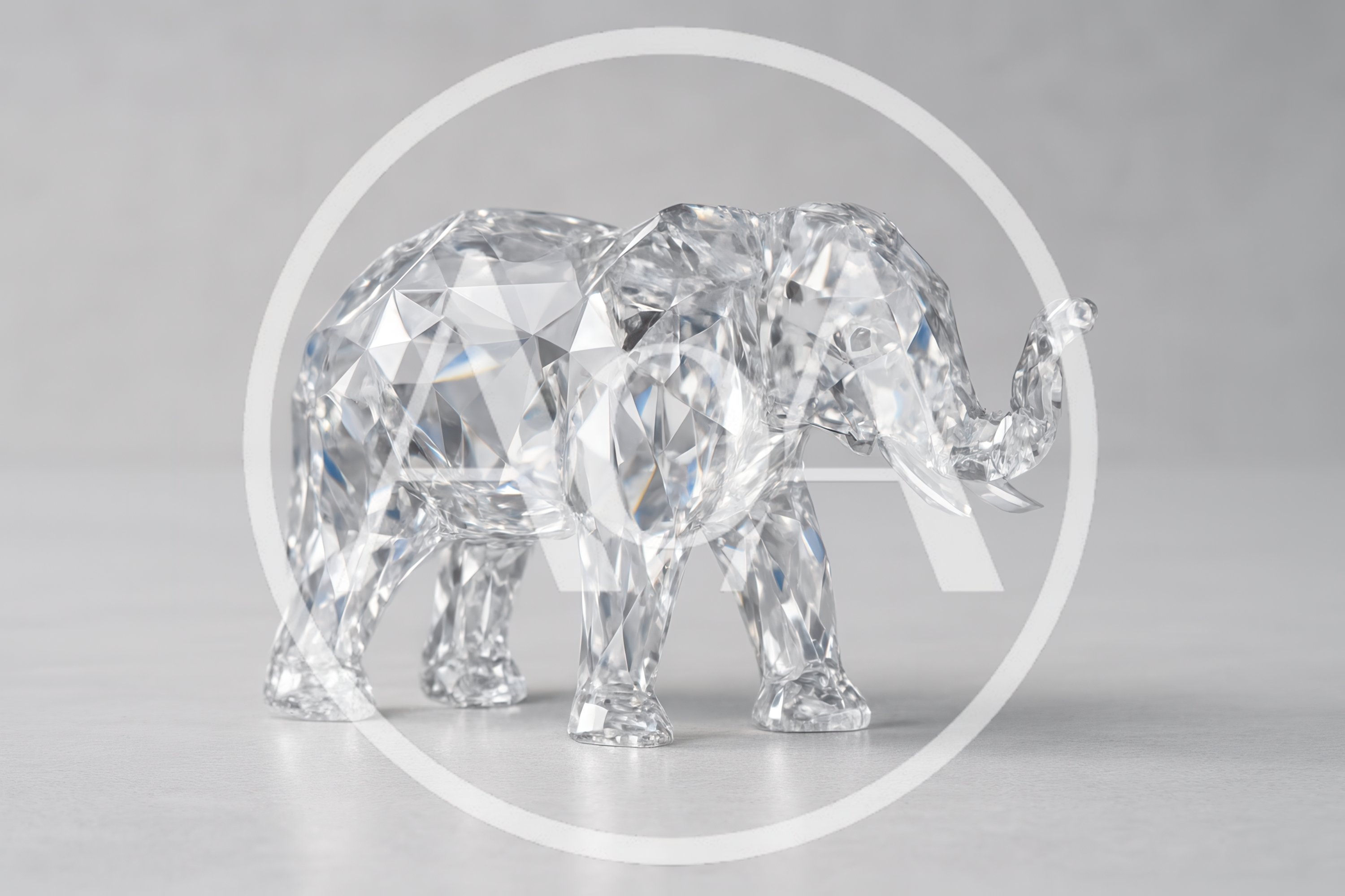 Crystal Elephant Figurine On A Neutral Background