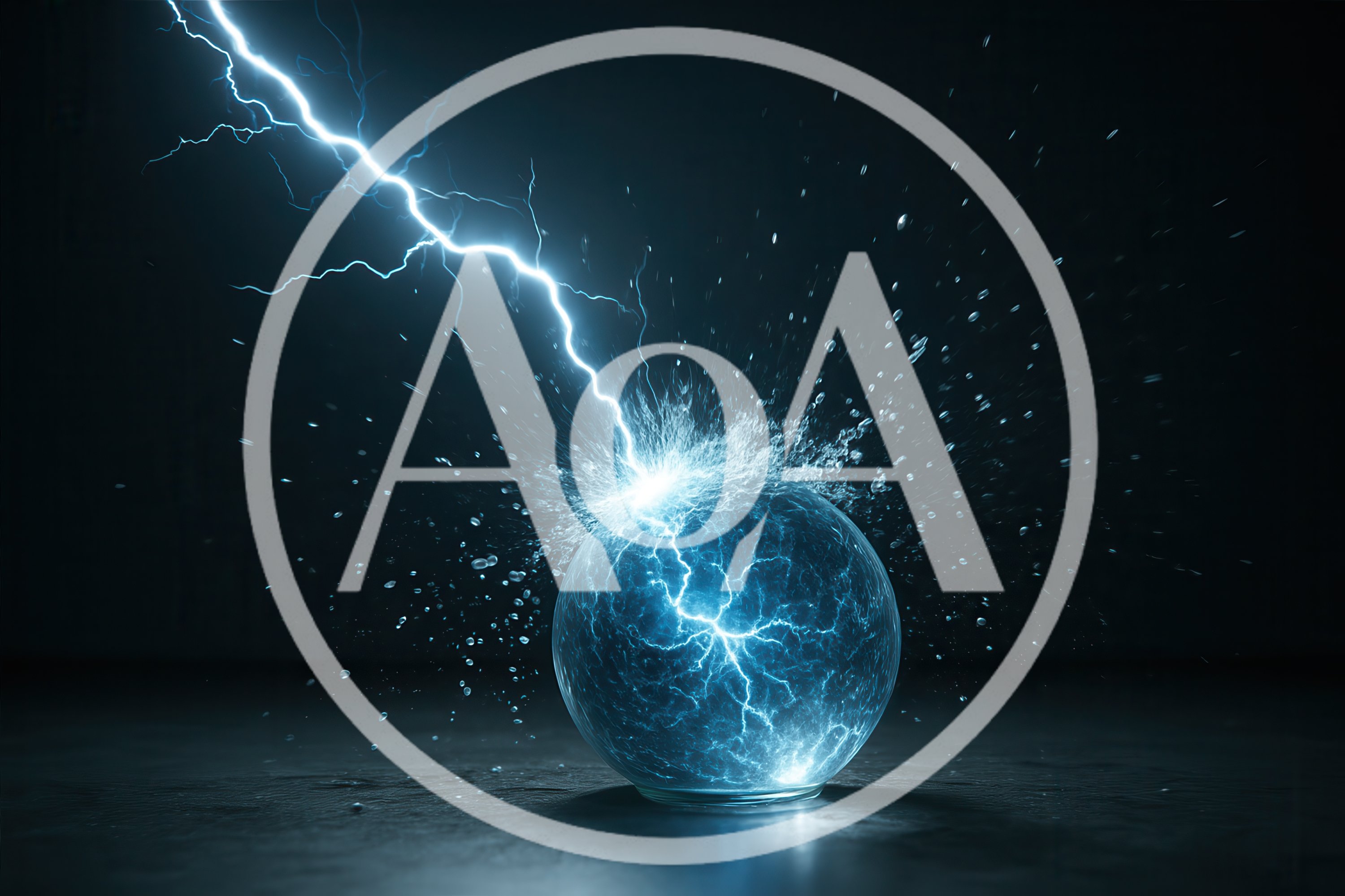 Lightning Bolt Striking A Glowing Electric Energy Sphere