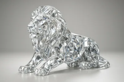 Crystal Lion Sculpture On A Neutral Background