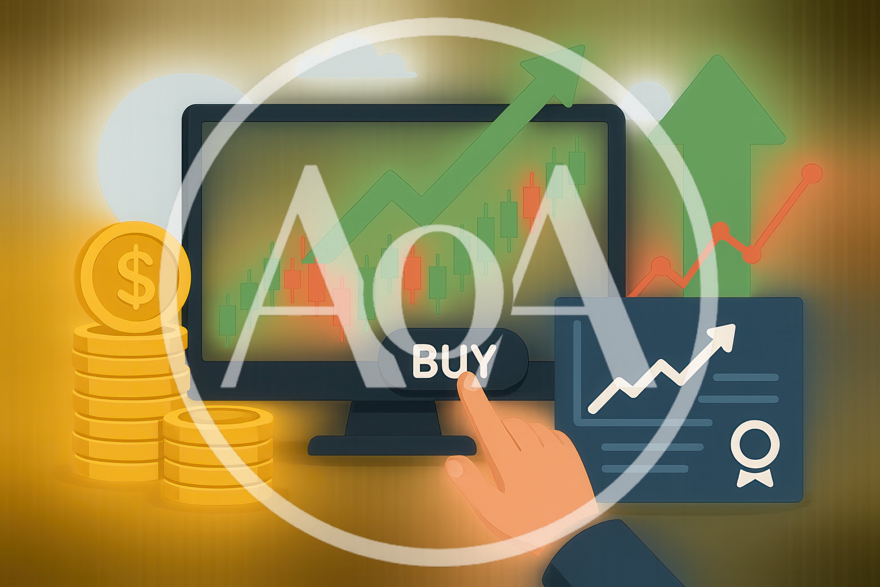 Hand Clicking Buy Button On Stock Trading Monitor