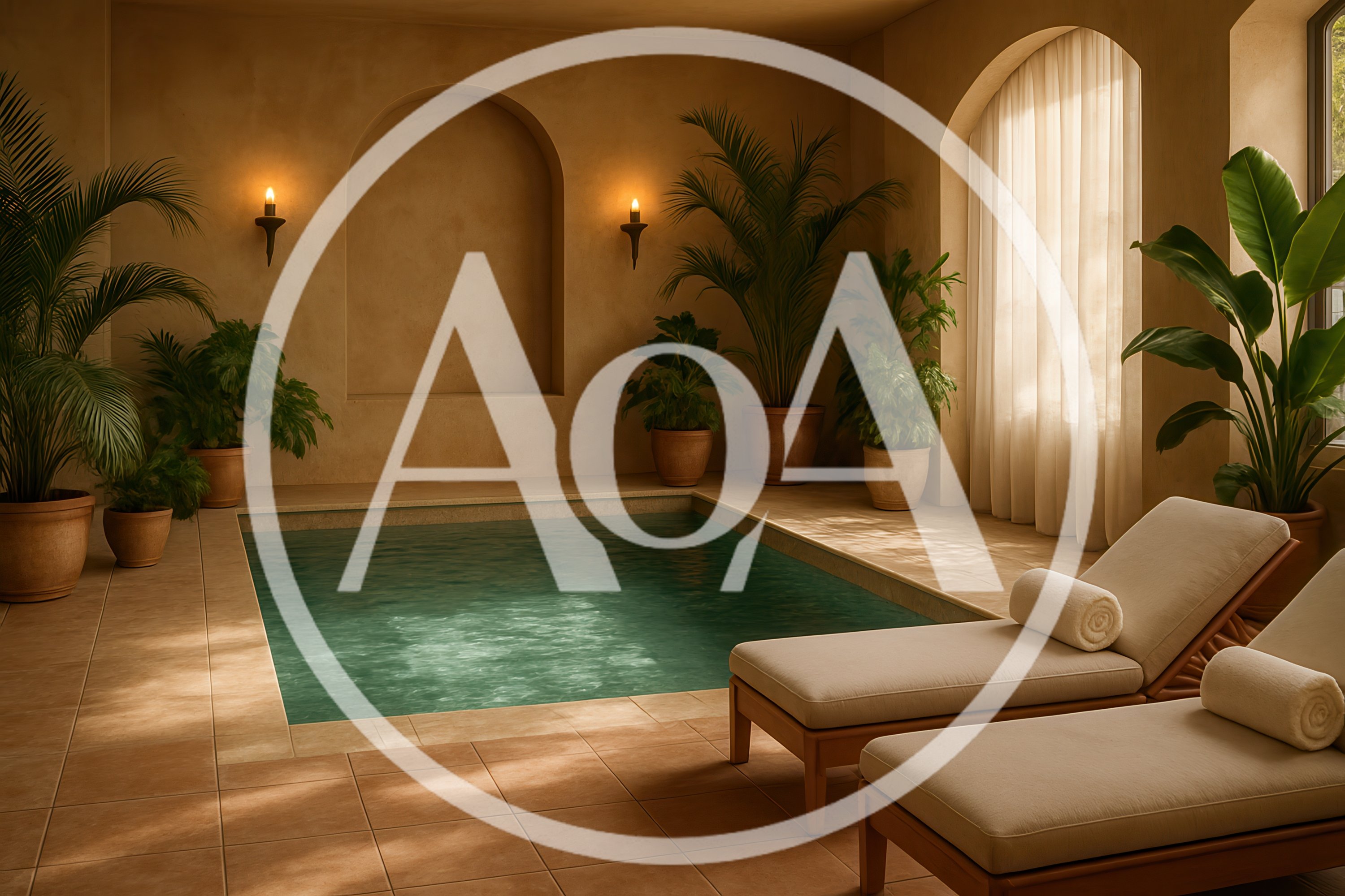 Luxury Indoor Spa Pool With Lounge Chairs