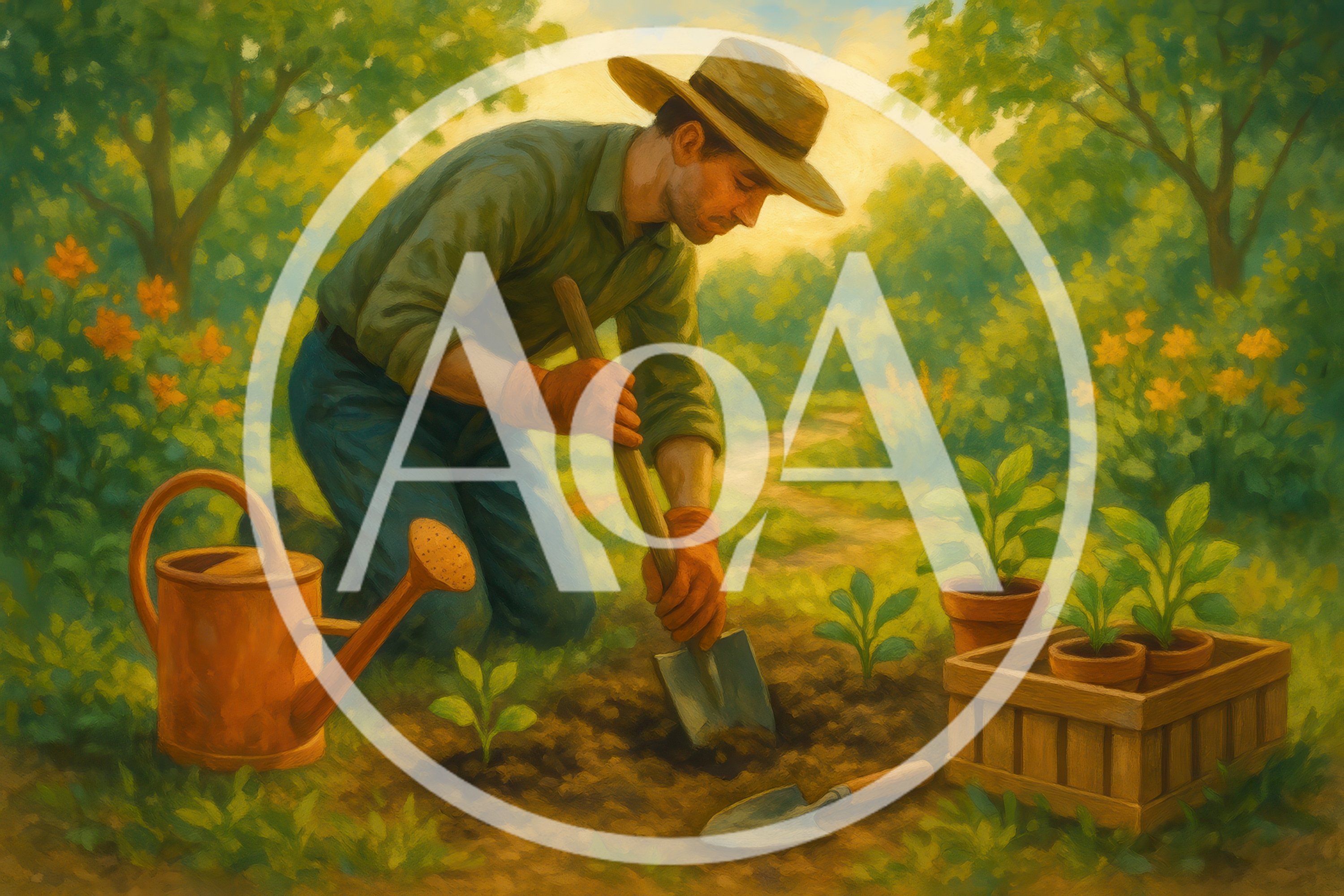 Gardener Planting Seedlings in a Sunny Garden