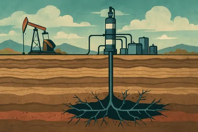 Cross Section Illustration Of Hydraulic Fracturing Process