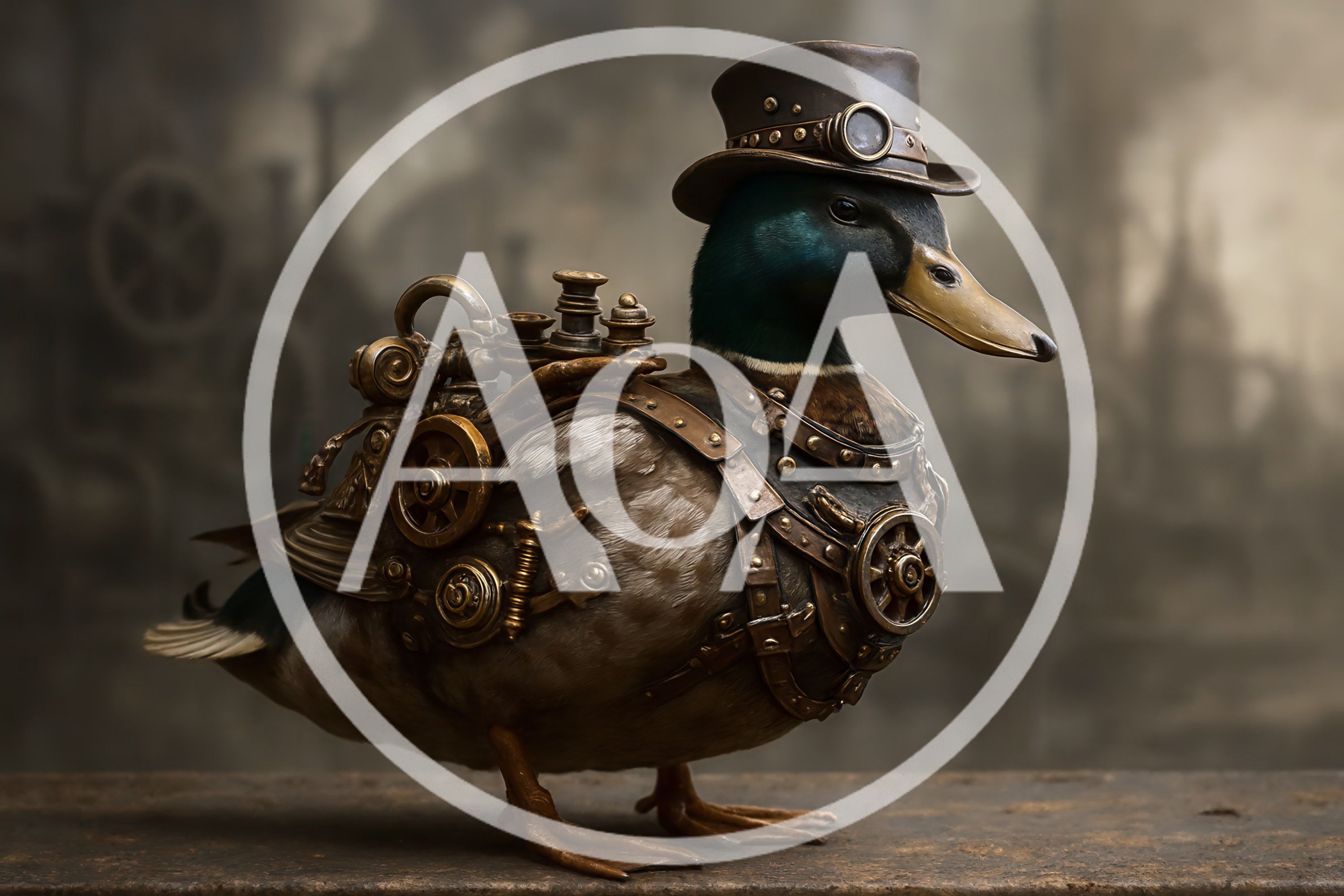 Steampunk Mallard Duck Wearing A Top Hat