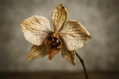 Withered Orchid Flower Against A Textured Background