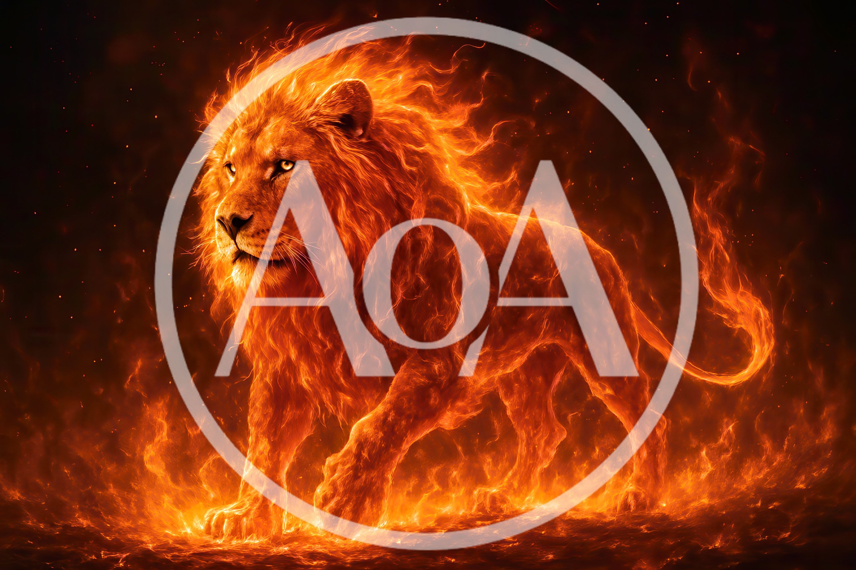 Majestic Lion Made Of Blazing Fire