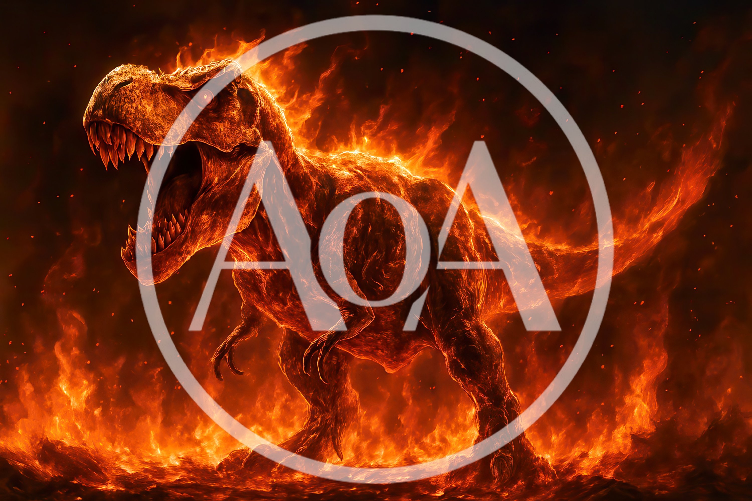 Fiery Tyrannosaurus Rex Roaring In Intense Flames