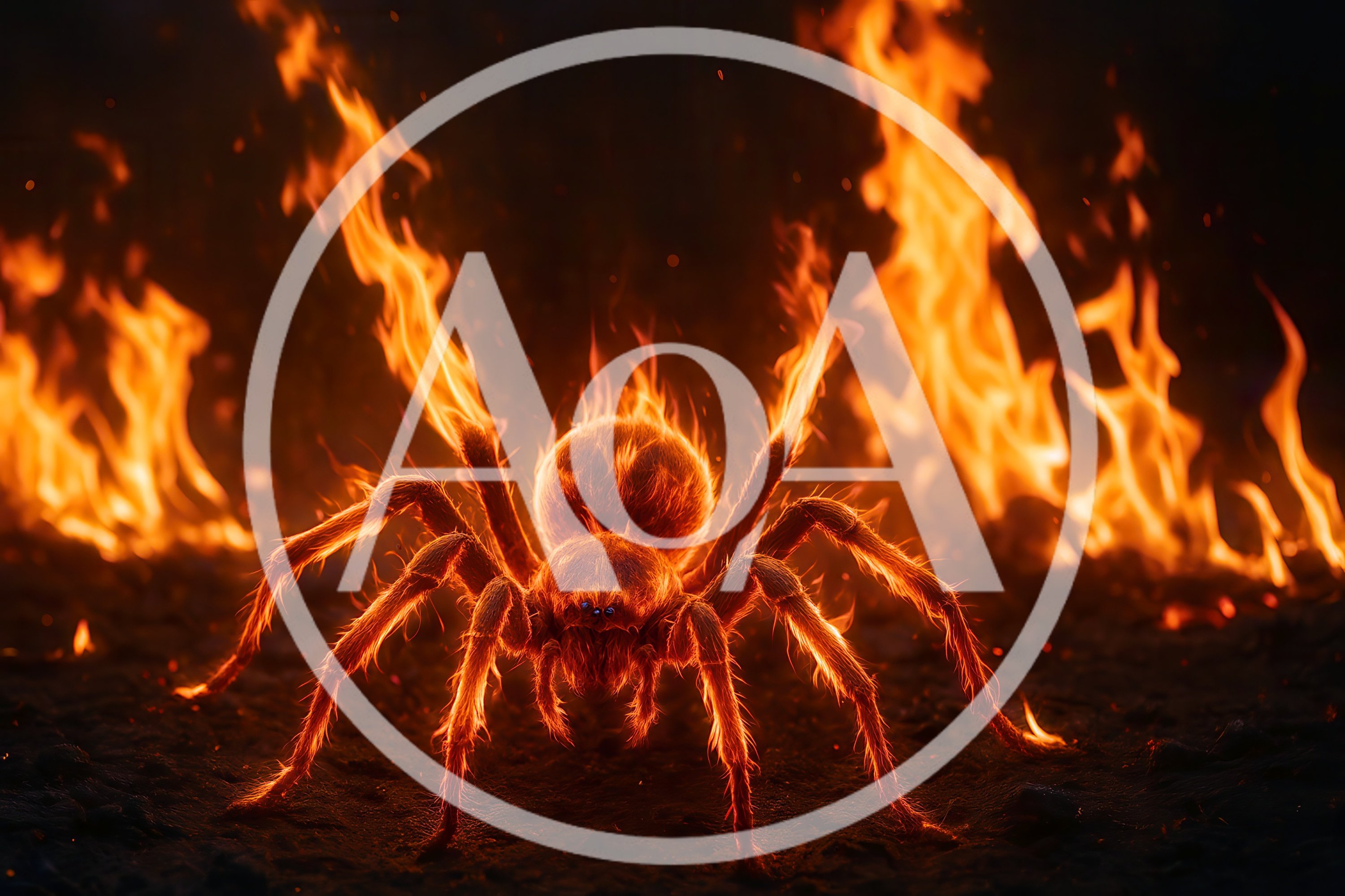 Fiery Tarantula Standing Amidst Intense Flames