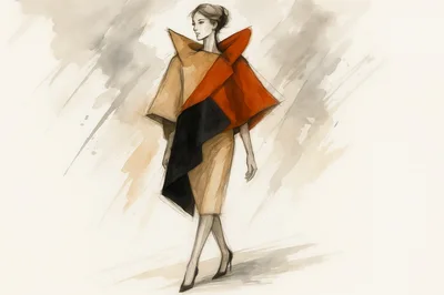 Fashion Illustration Of A Woman In Avant Garde Clothing