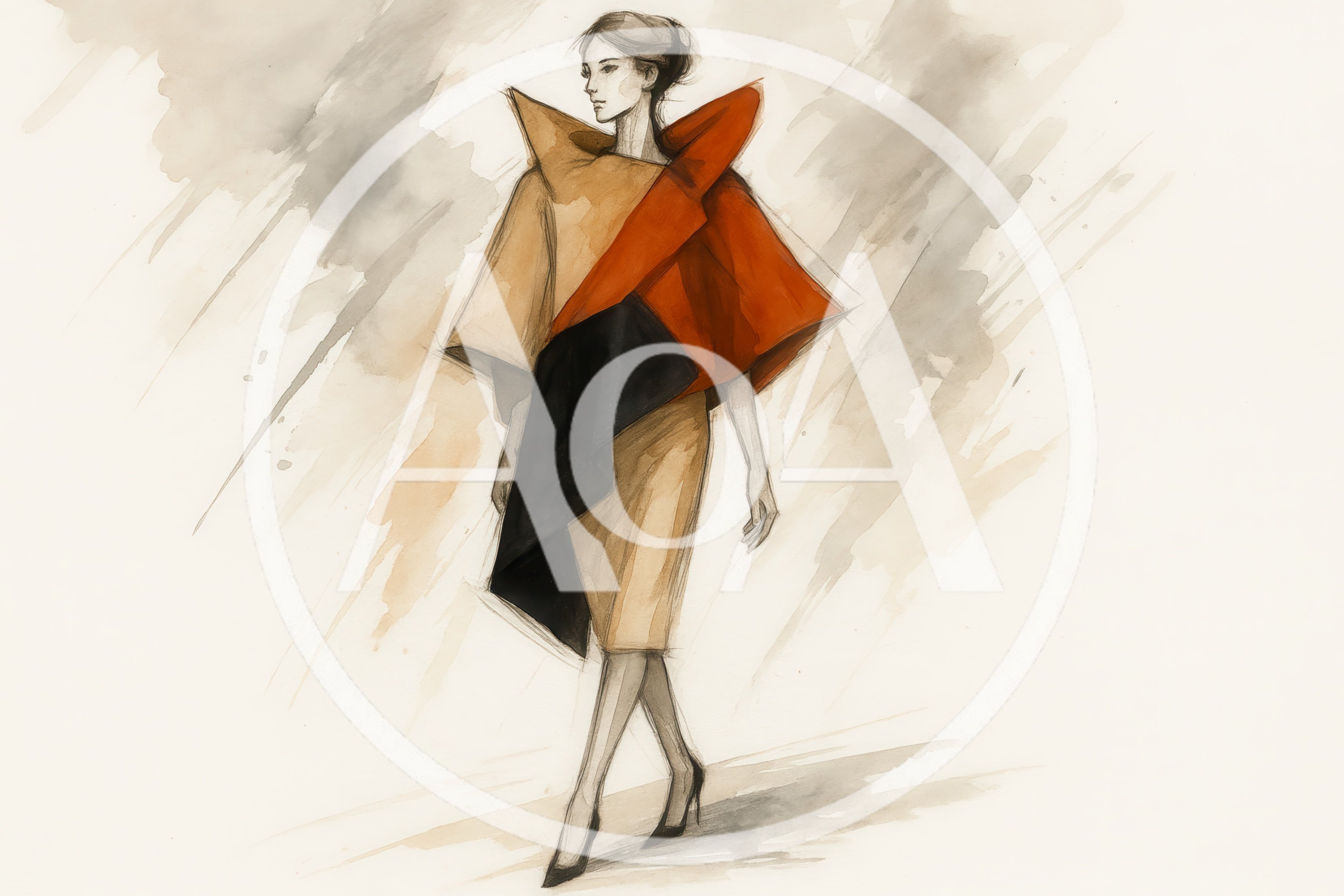 Fashion Illustration Of A Woman In Avant Garde Clothing