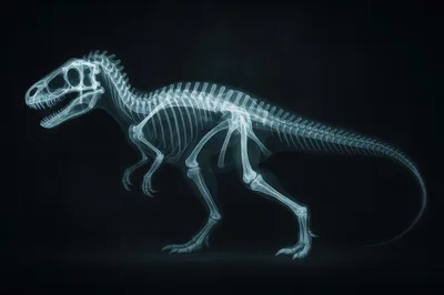X-Ray Style Dinosaur Skeleton Illustration