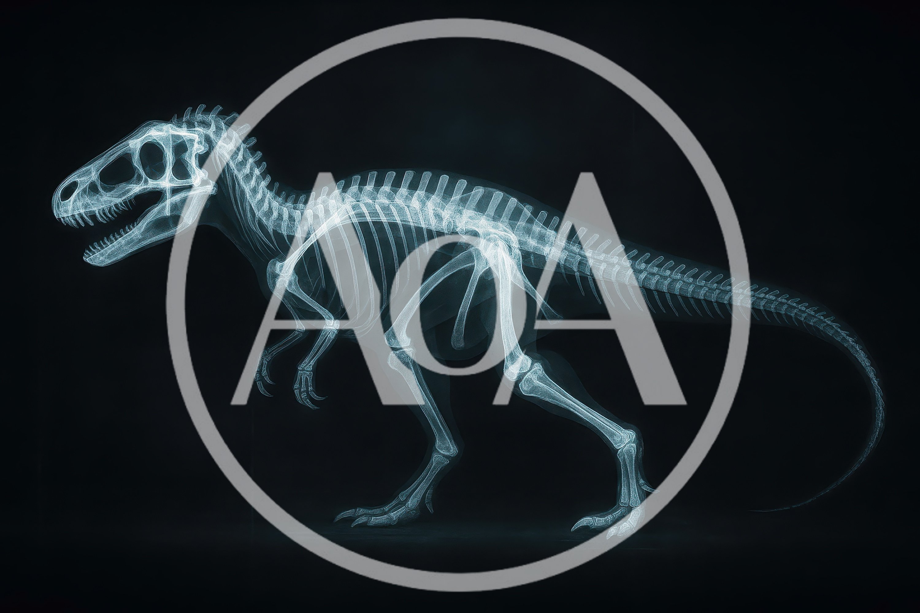 X-Ray Style Dinosaur Skeleton Illustration