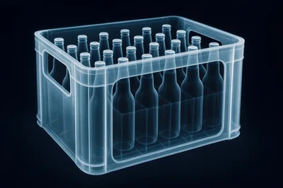 X-Ray Style Wireframe Crate Of Beer Bottles