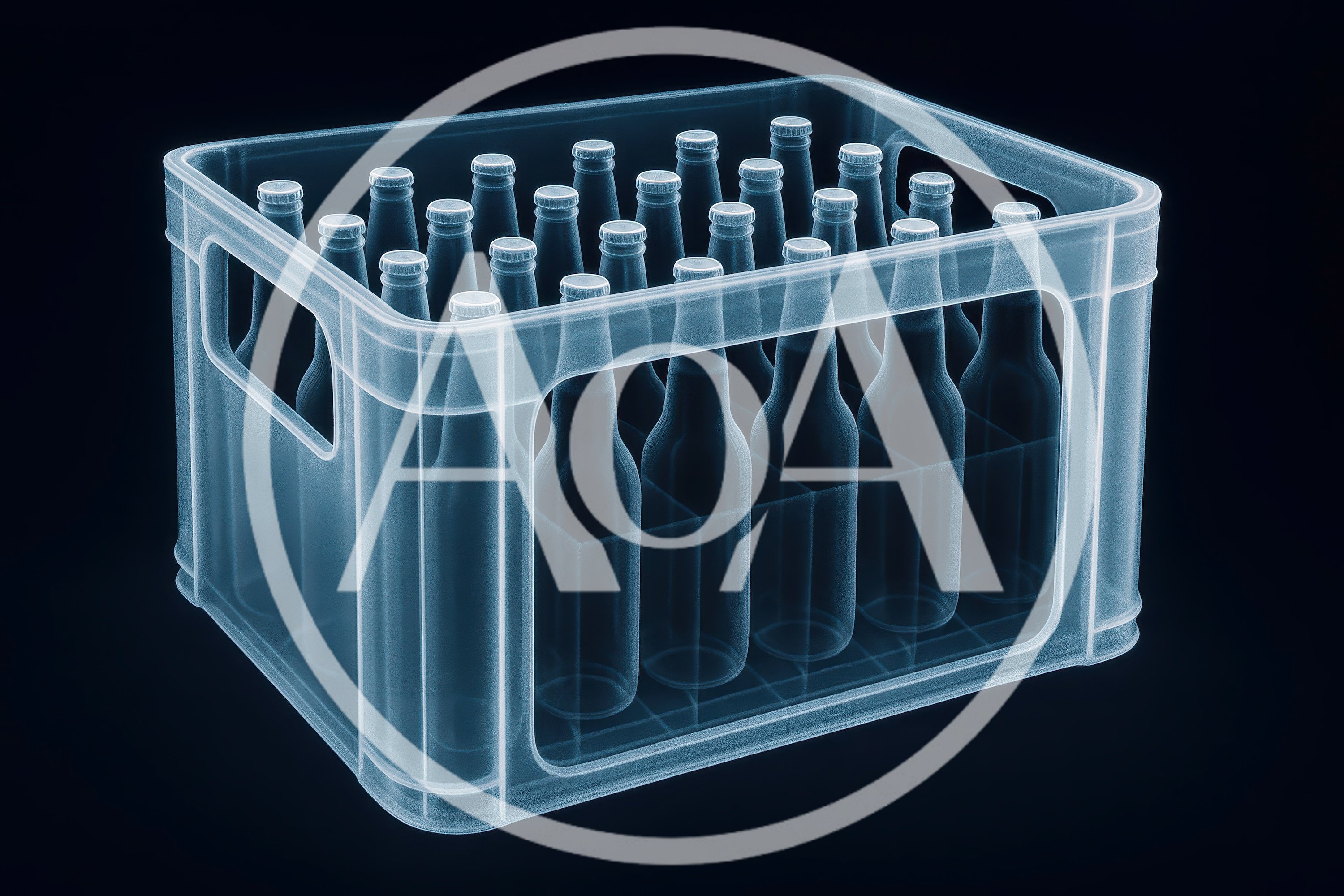 X-Ray Style Wireframe Crate Of Beer Bottles