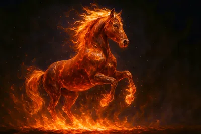 Majestic Horse Made Of Raging Fire
