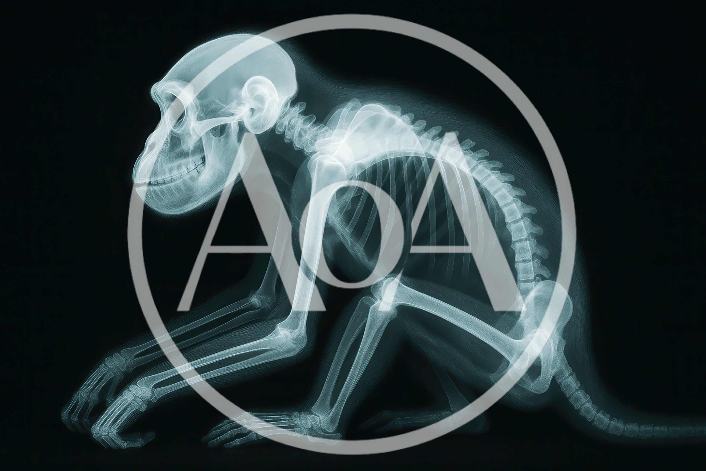 X-Ray Scan Of A Sitting Monkey Skeleton