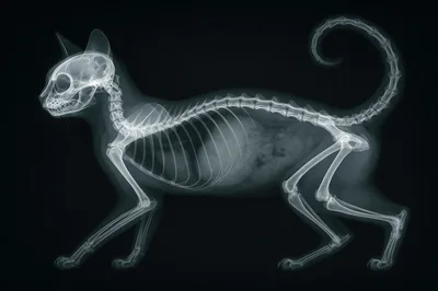 X-Ray Radiograph Of A Domestic Cat Skeleton