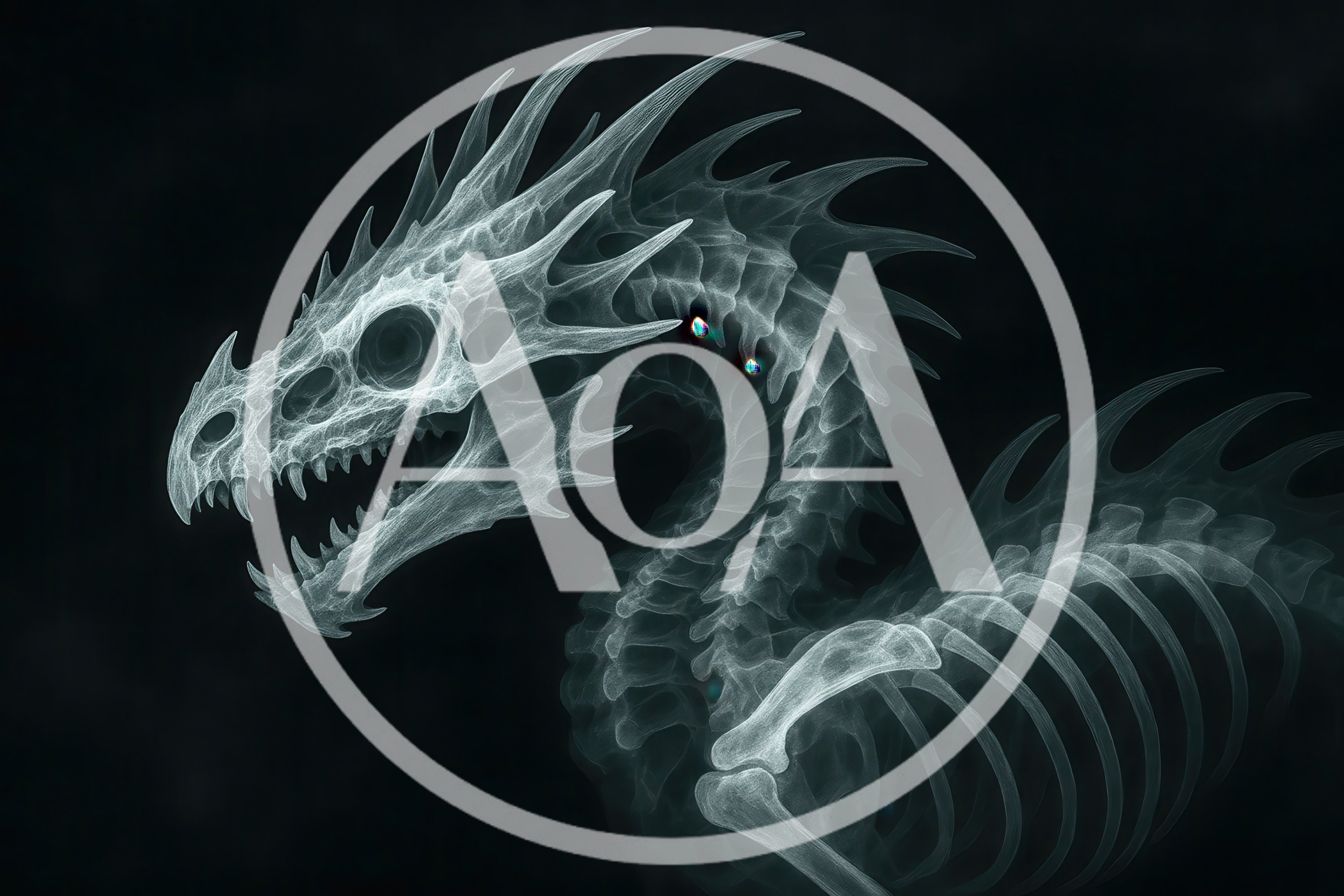 X-Ray Style Skeletal Dragon Head Profile