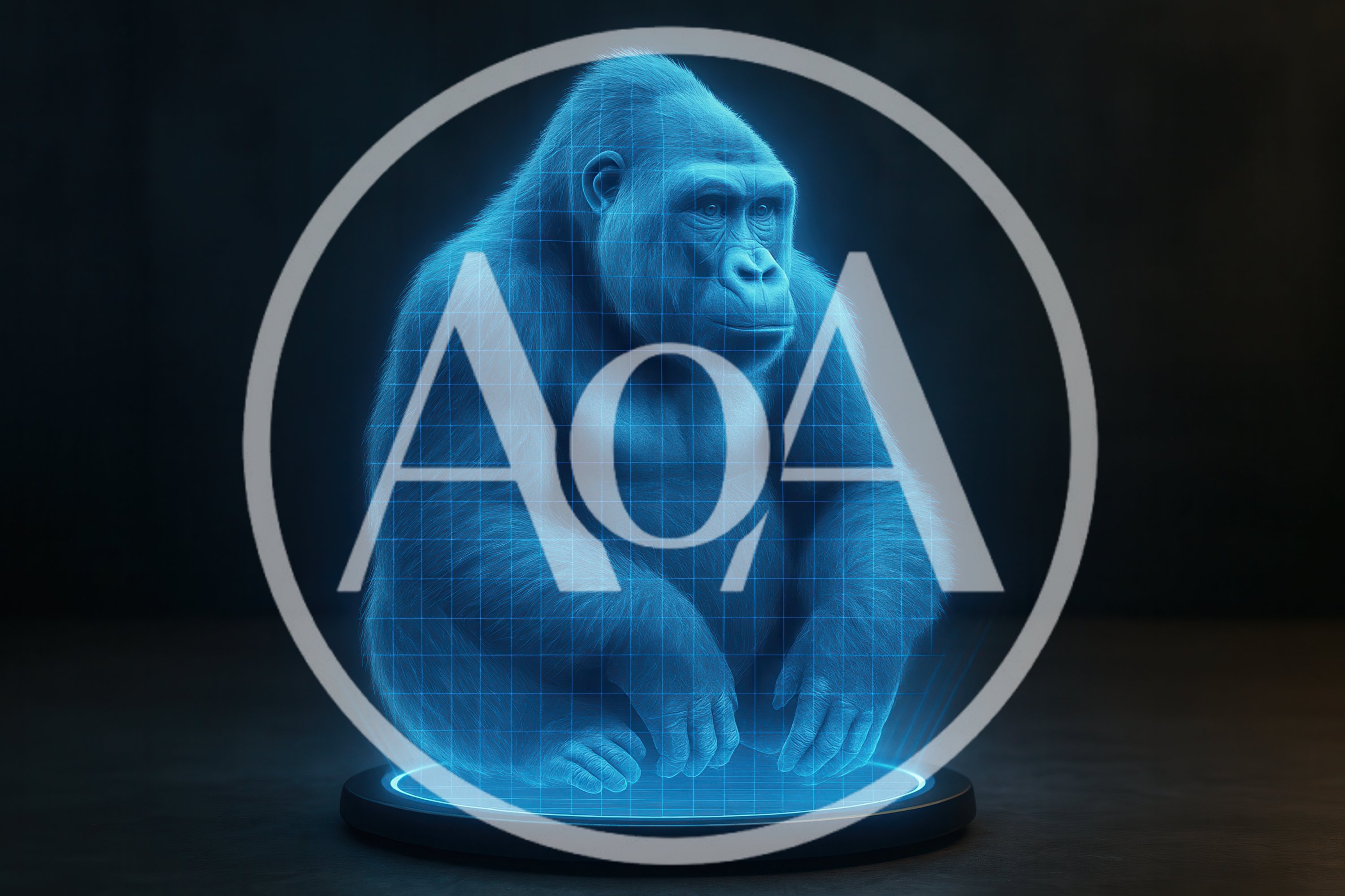 Holographic Gorilla Projection On A Futuristic Circular Base