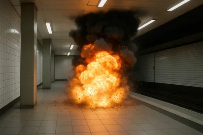 Large Explosion Inside A Subway Station Platform