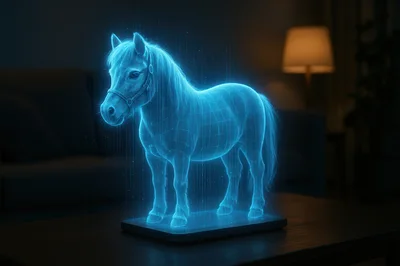 Holographic Pony Projection On A Table