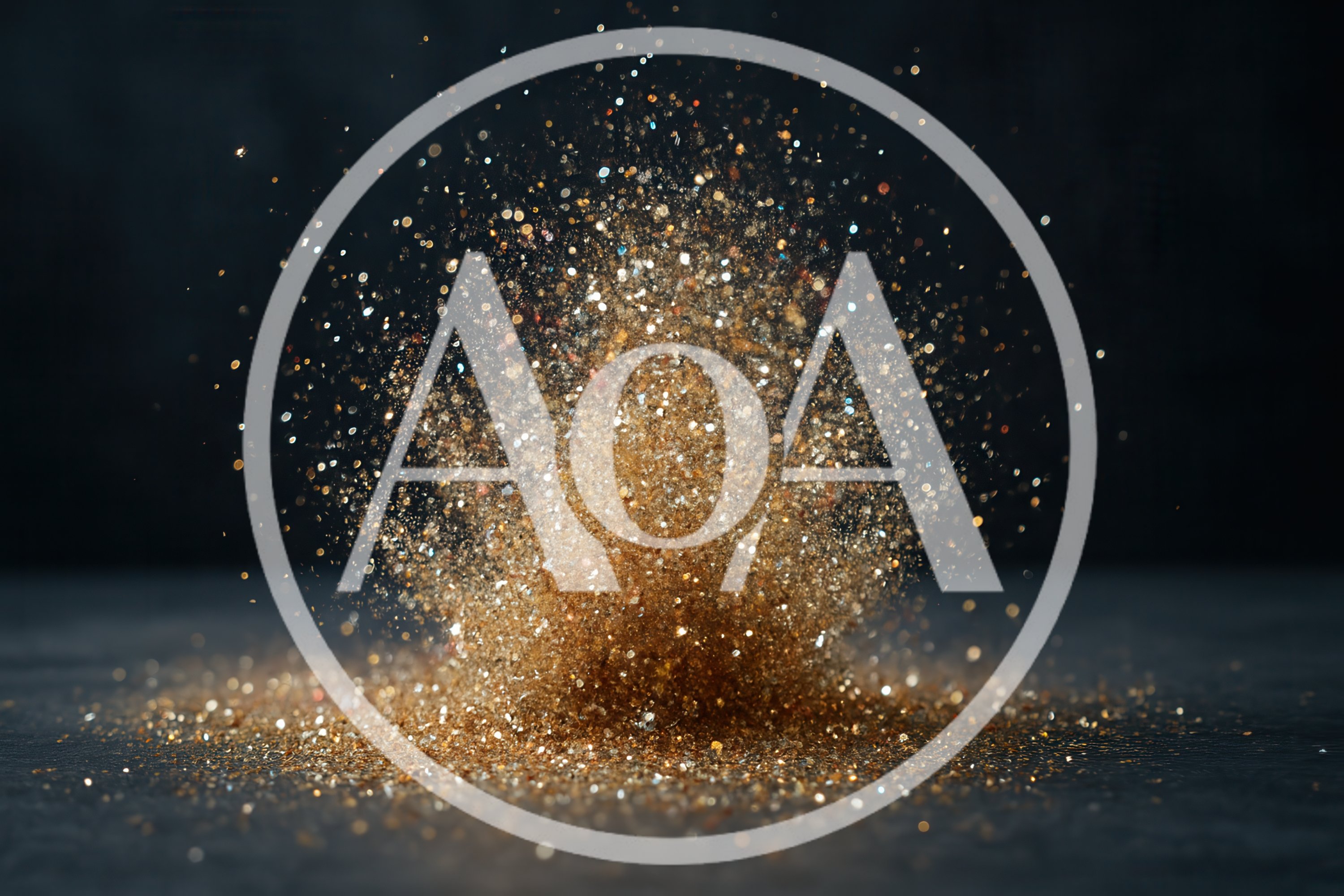 Golden Glitter Explosion Against Dark Background
