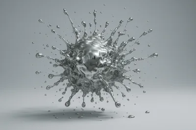 Liquid Silver Metal Splash Explosion