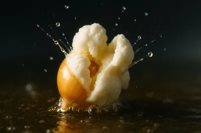 Popcorn Kernel Exploding In Hot Oil