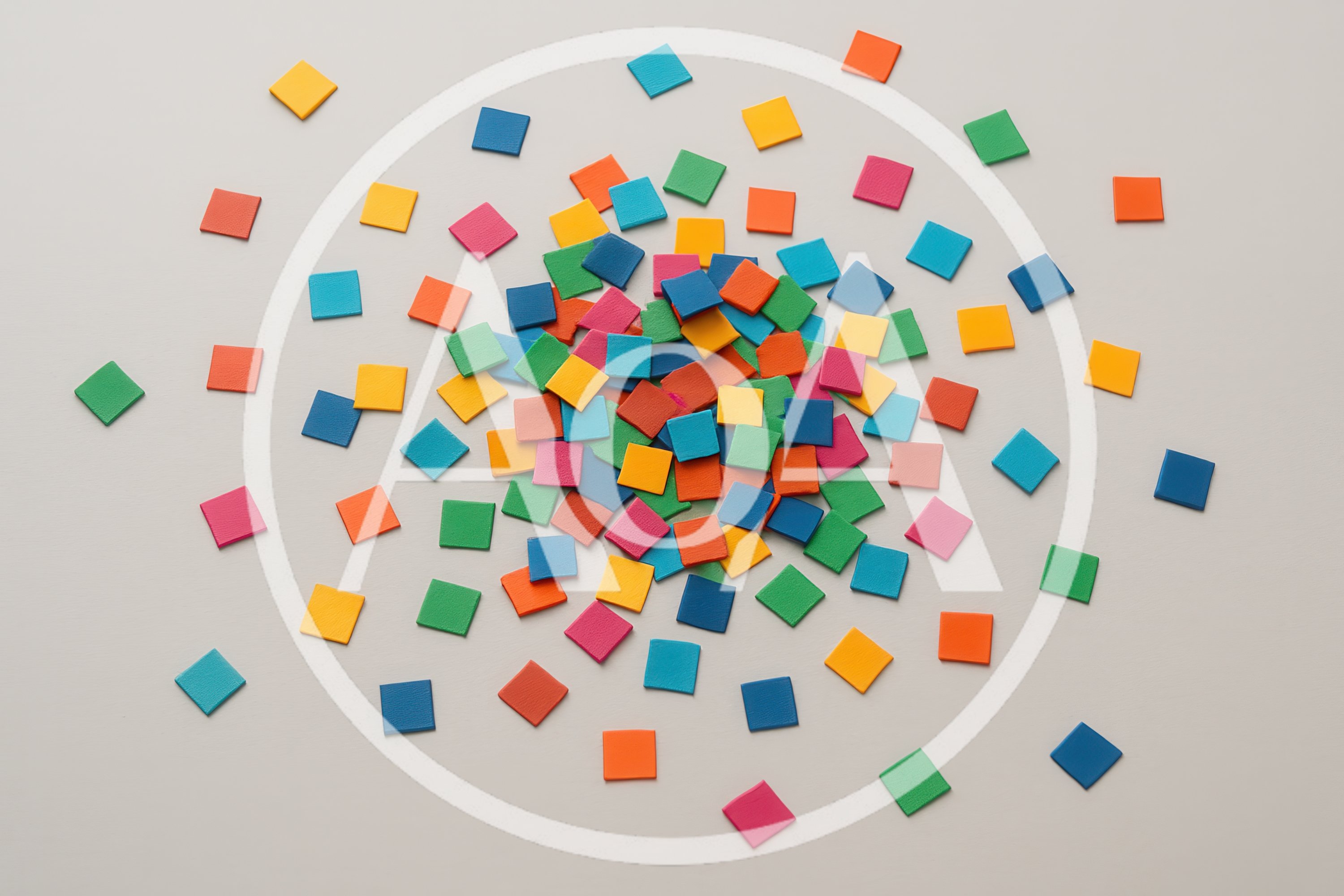 Colorful Square Tiles Scattered On A Neutral Background