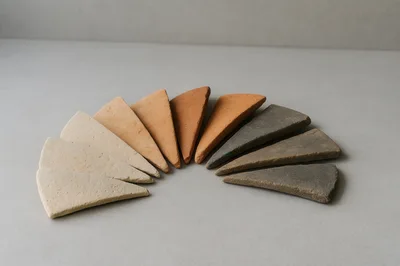 Triangular Clay Color Samples Arranged In A Fan