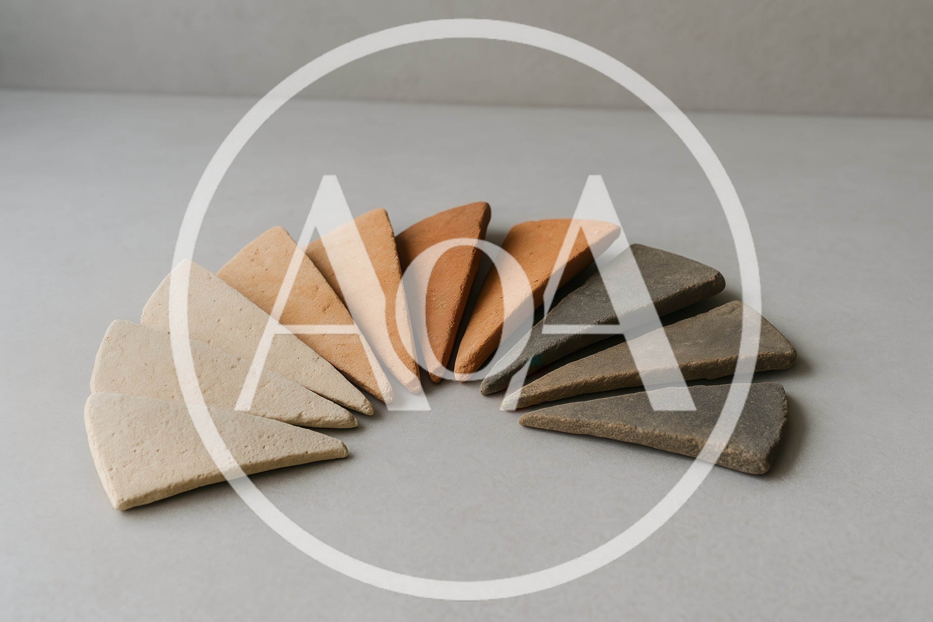 Triangular Clay Color Samples Arranged In A Fan