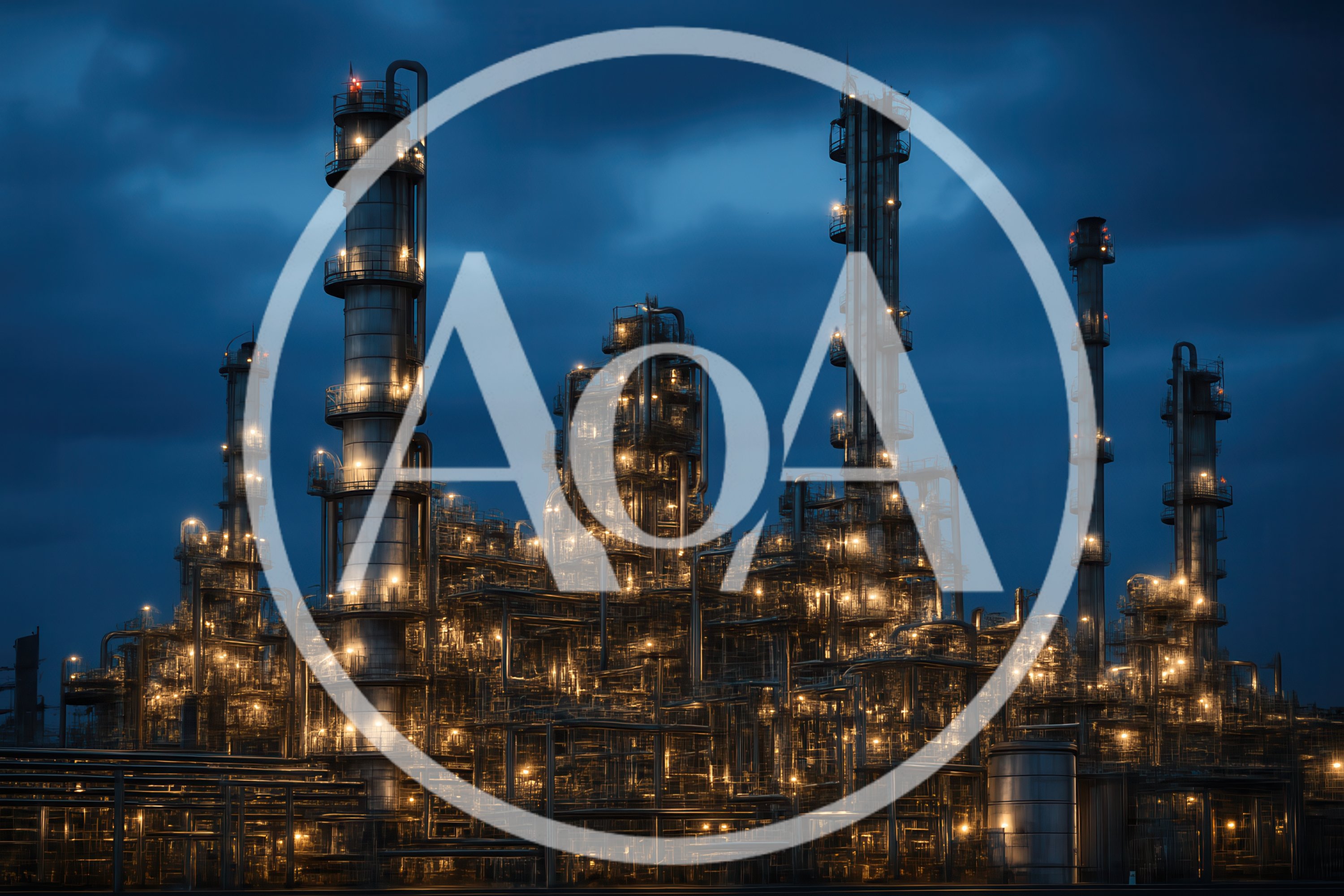 Industrial Oil Refinery Plant At Night