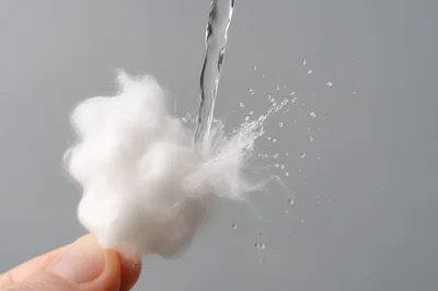 Water Pouring Onto A Cotton Ball