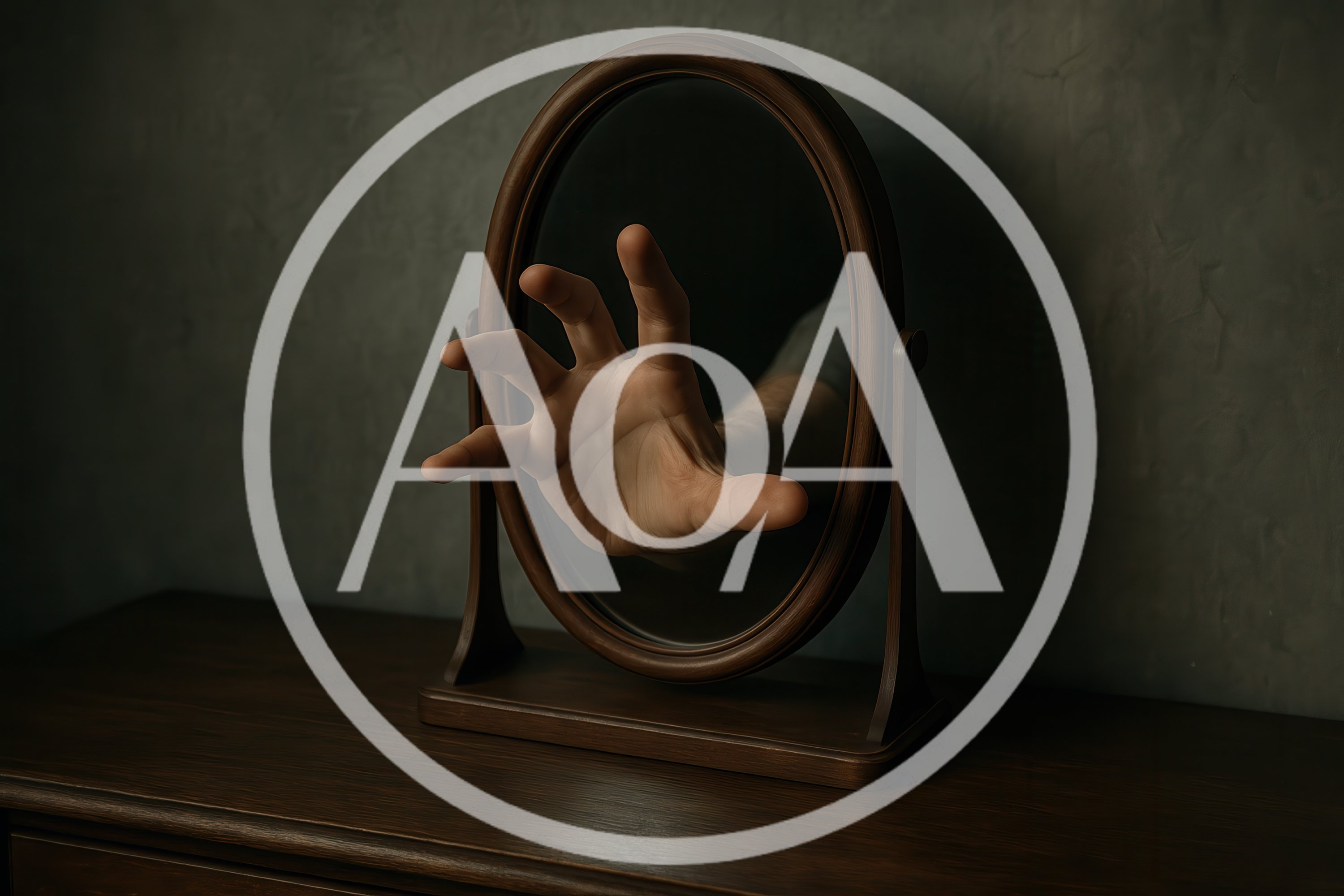 Human Hand Reaching Out From A Vintage Mirror