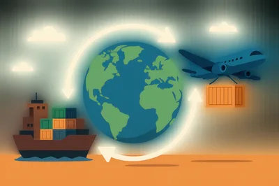 Global Logistics Concept With Cargo Ship And Airplane
