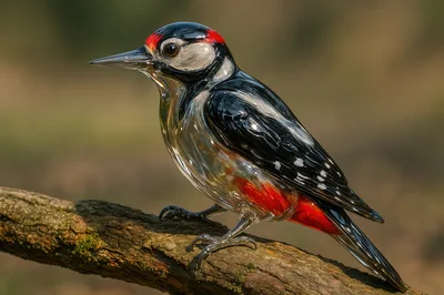 Glass Sculpture Of A Great Spotted Woodpecker