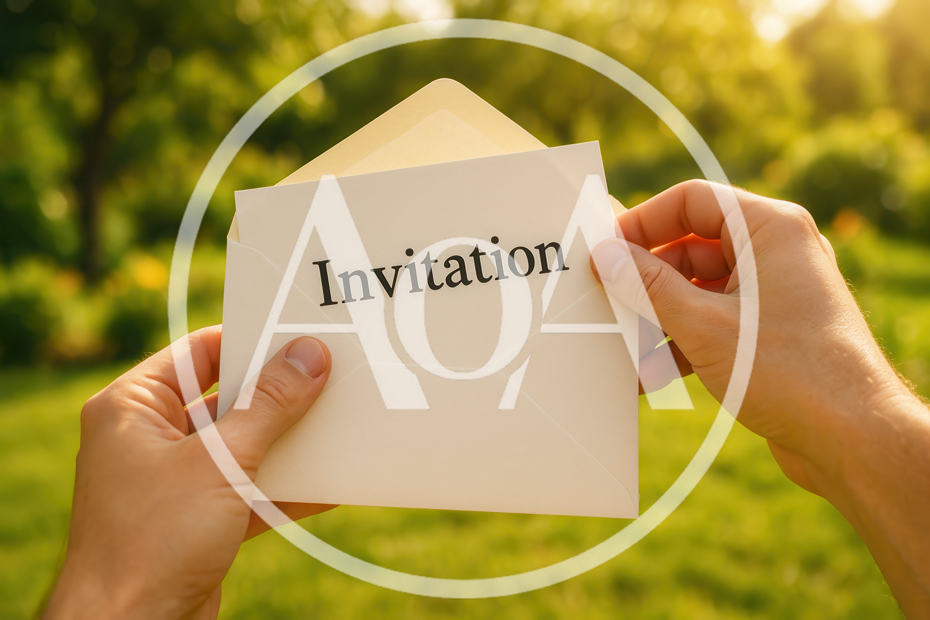 Hands Holding An Open Envelope With Invitation Card