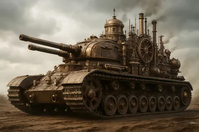 Steampunk Armored Tank With Dual Cannons