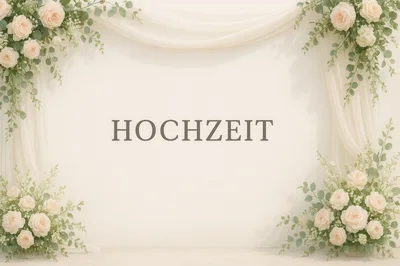 Elegant Wedding Backdrop With Floral Decorations And Text