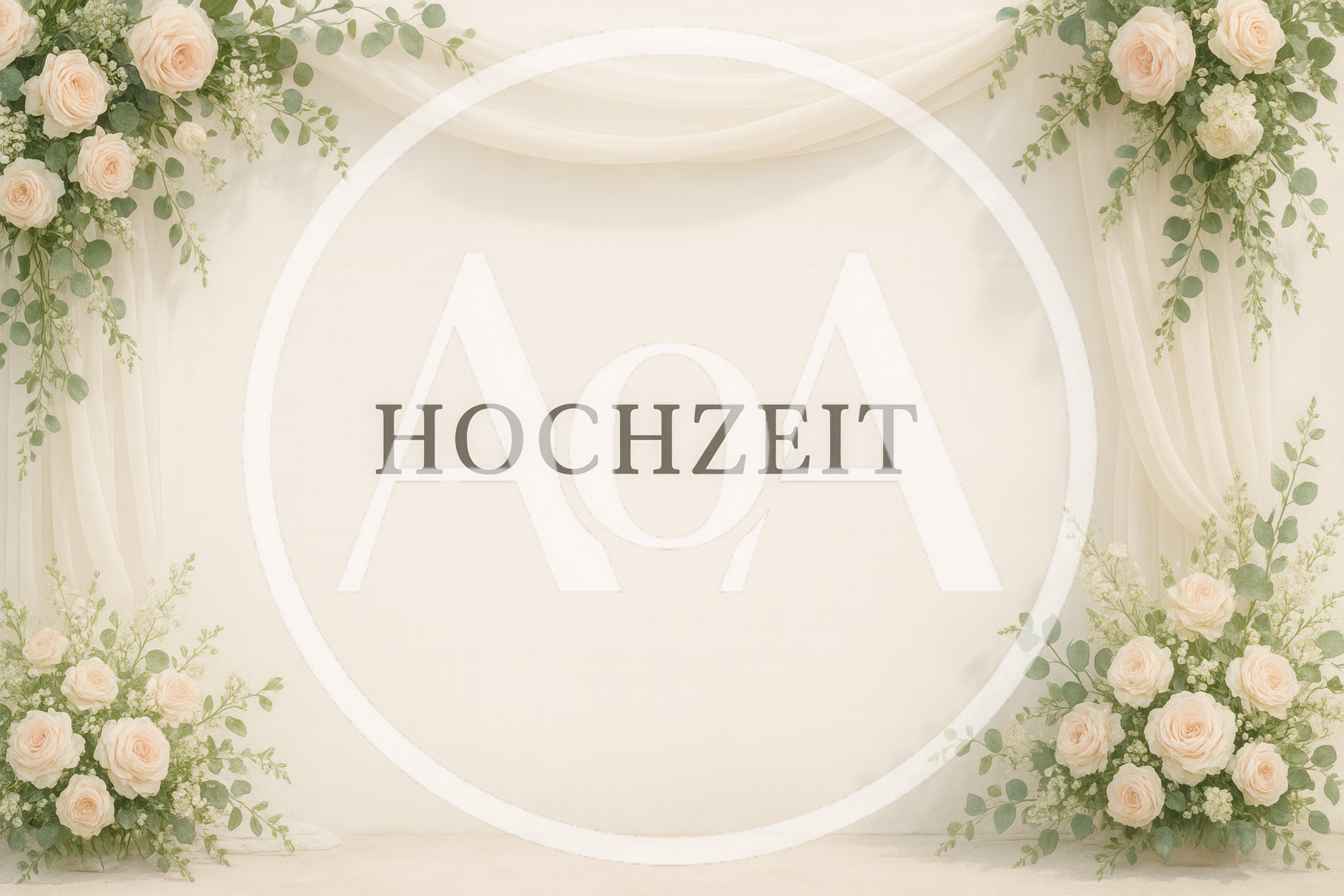 Elegant Wedding Backdrop With Floral Decorations And Text